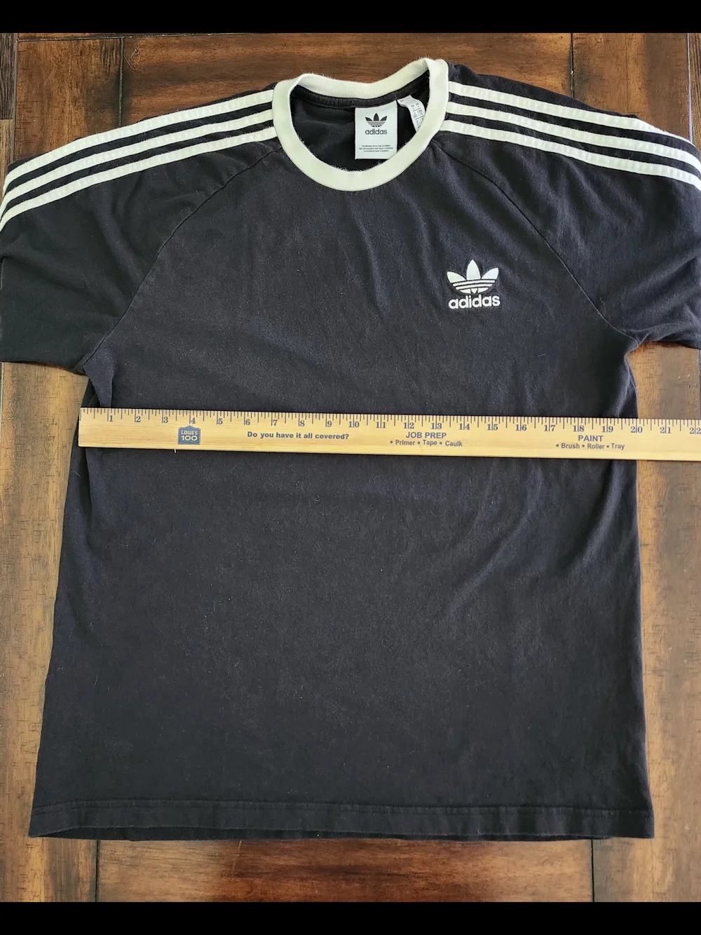 adidas Black Short Sleeve Trefoil Tee with White Stripes